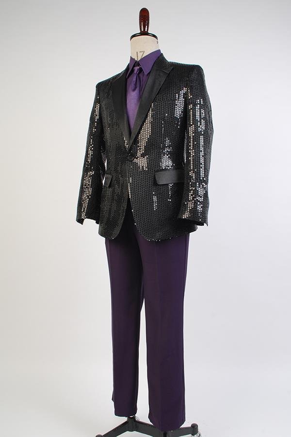 Daft Punk Sparking Black Sequin Performance Outfits Robot Cosplay Costume Purple Version