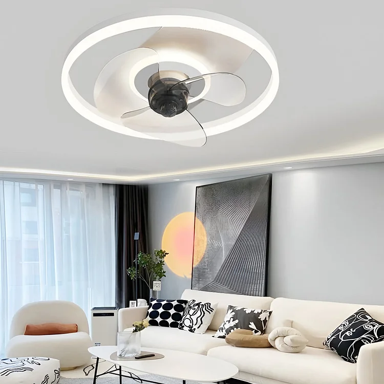 Circular Stepless Dimming Modern Inverter Ceiling Fan Light with Remote Control - Appledas