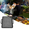 29CM Cast Iron Grill Net Double-Sided Square Baking Tray Hollow Out Grill Pan