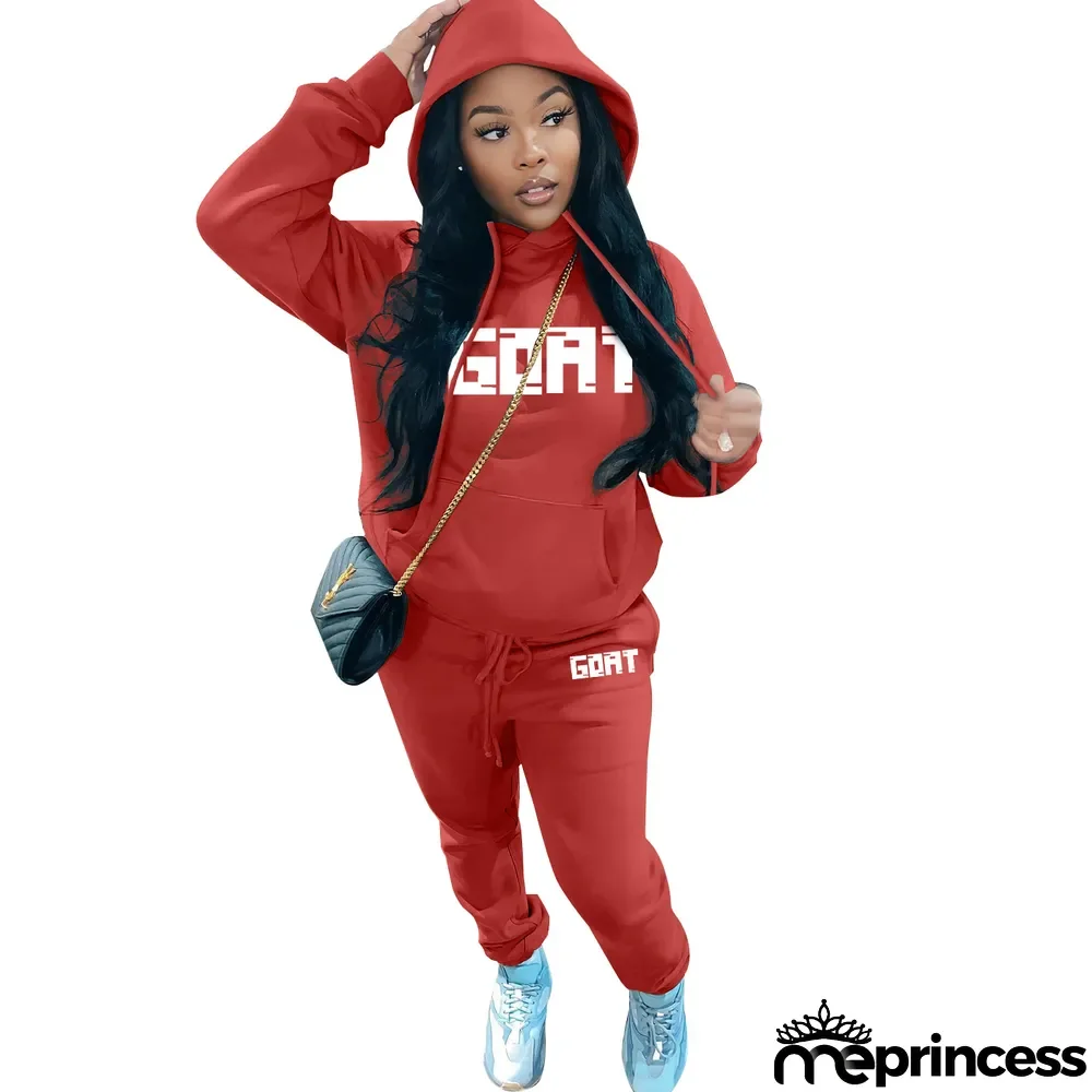 Women's Fashion Casual Fleece Hoodies Two-Piece Hoodie Tracksuit