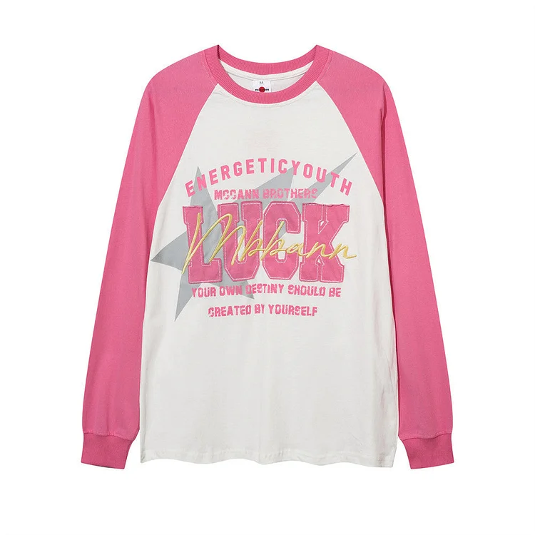 Men Long Sleeve T-shirt Paste Cloth Embroidery Casual Loose Bottoming Shirt