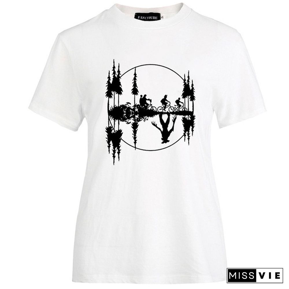 Stranger Things Print Short Sleeve T-Shirt Women Casual Funny T Shirt Tops