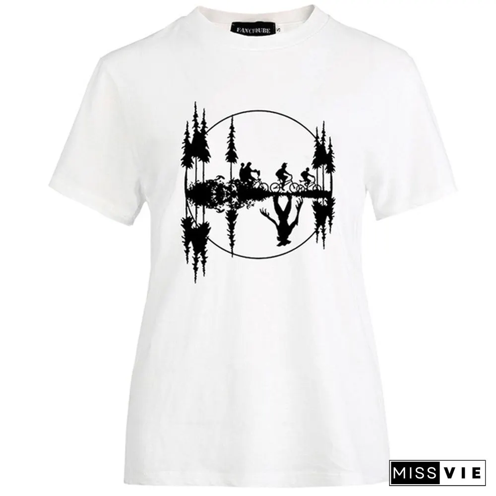 Stranger Things Print Short Sleeve T-Shirt Women Casual Funny T Shirt Tops