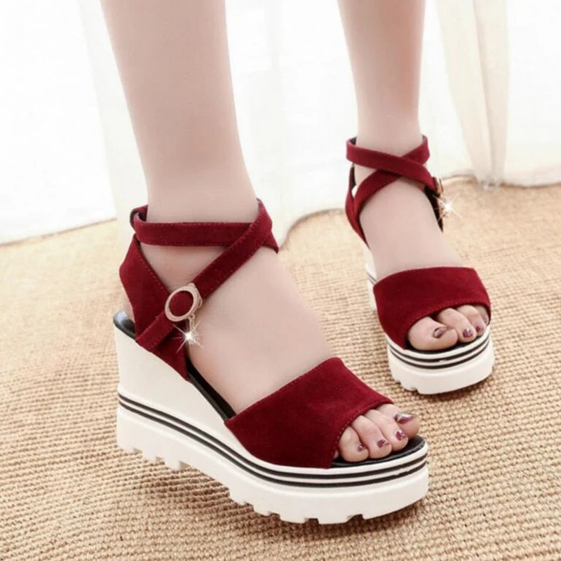2020 Summer New High Heels Women Sandals Casual Woman Shoes Platform Wedges Sandals Peep Toe Ladies Shoes