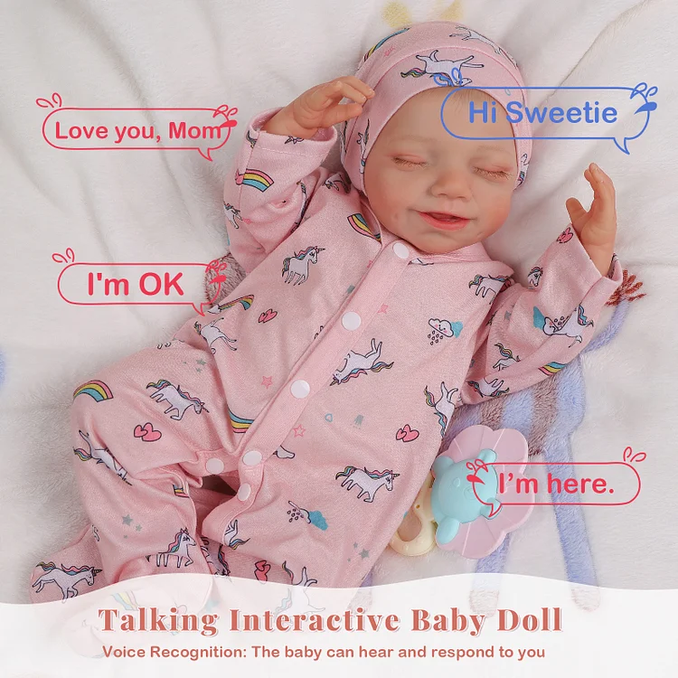 Babeside Sleeping Reborn Baby Olivia 20'' Little Infant Girl Best Gift for Kids with Heartbeat Coos and Breath