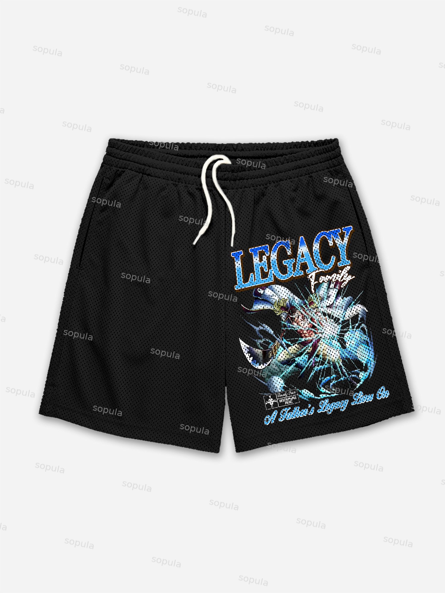 Anime Graphic Legacy Print Mesh Shorts - SOPULA