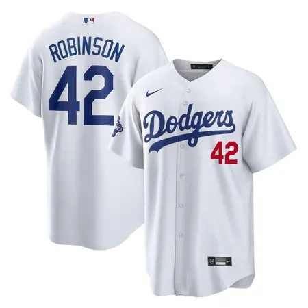 Youth Los Angeles Dodgers #42 Jackie Robinson  White 2025 World Series Champions Home Limited Jersey