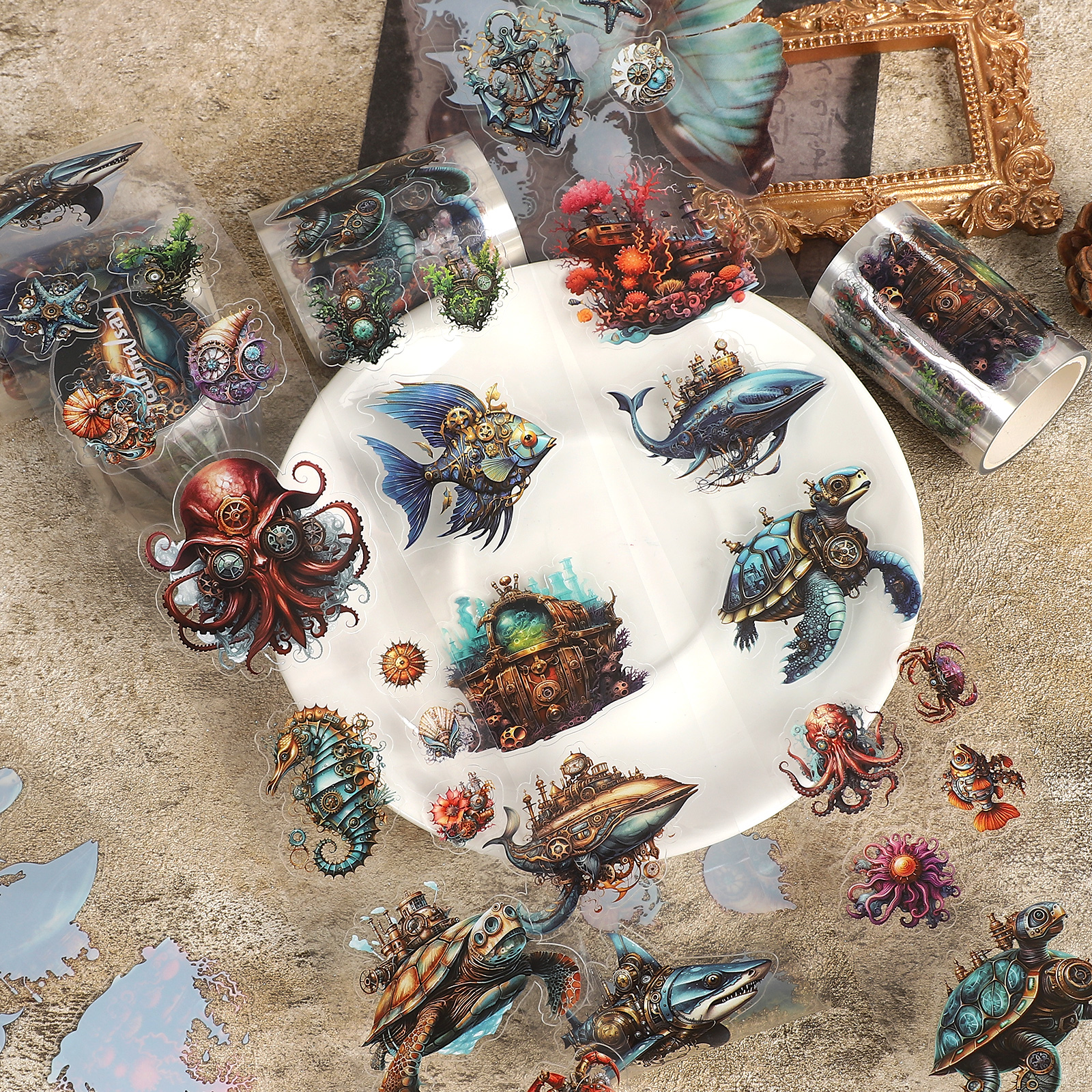 PET 테이프 - 60mm*200cm 저널세이 빈티지 펑크 언더워터 월드