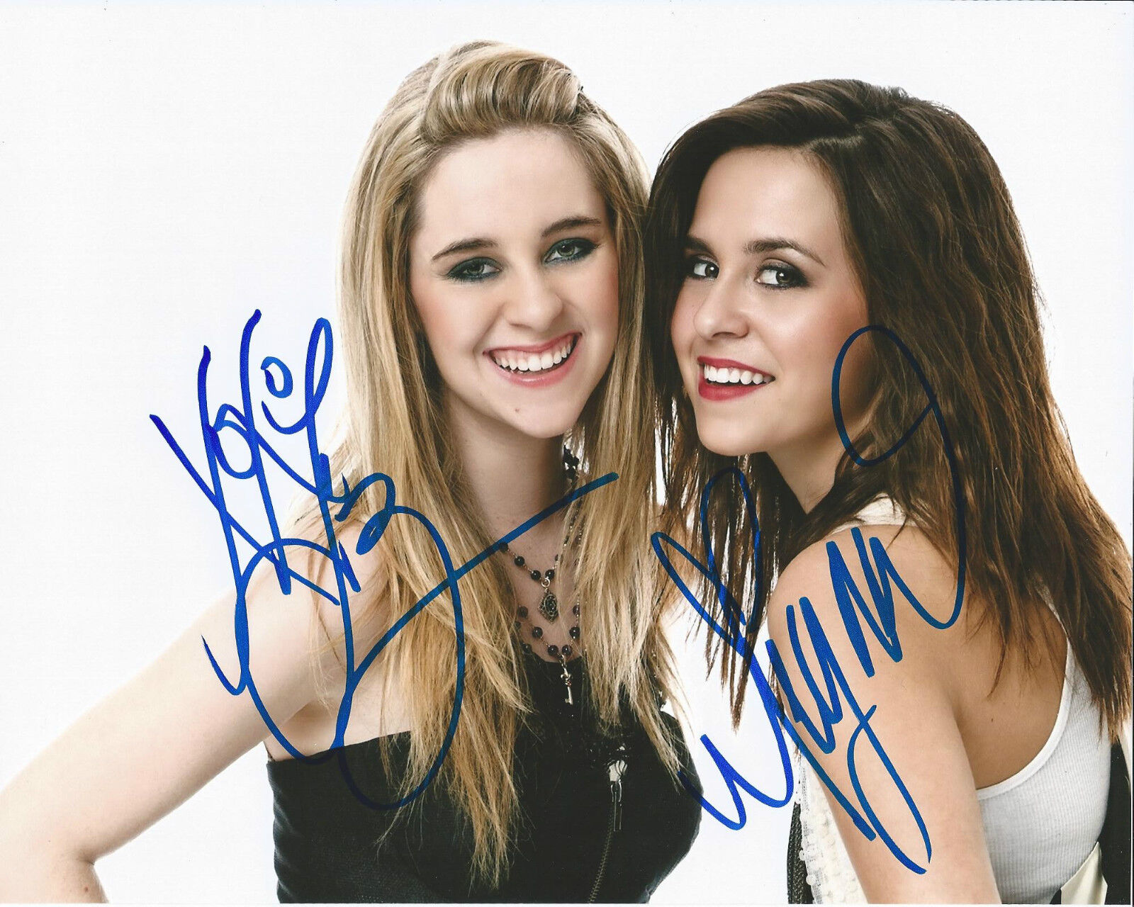 TWIN SINGERS MEGAN AND LIZ DUAL SIGNED 8x10 Photo Poster painting COA MACE SISTERS BAD FOR ME A