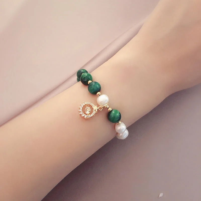 Charm Tiger Eye stone Pearl Bracelet