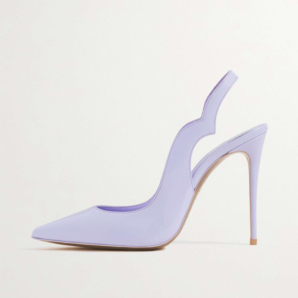 Lavender Patent Leather Pointed Toe 4‘’ Stiletto Heel Slingback Pumps Nicepairs