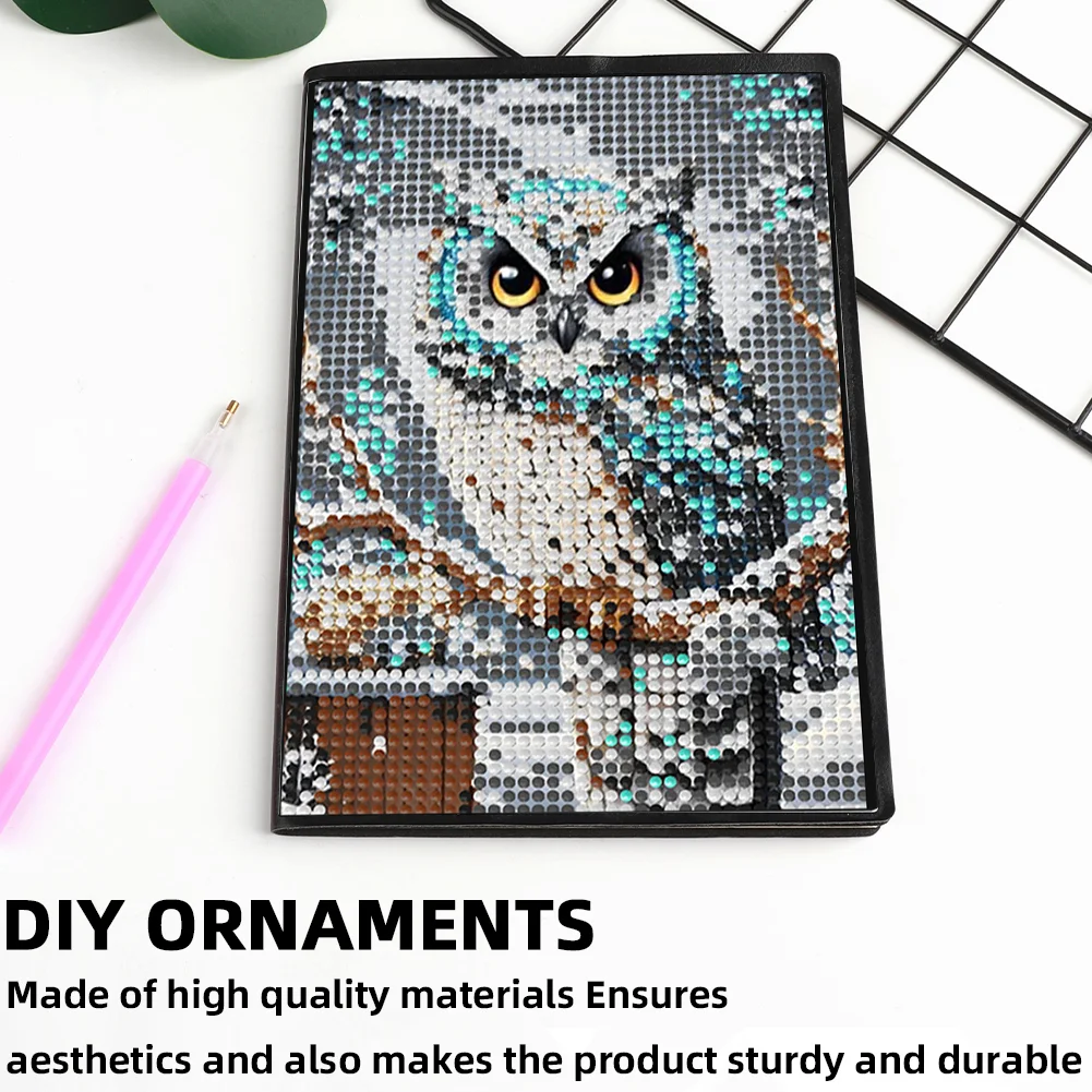 5D DIY Owl Diamond Art Painting Notebook Kit Crystal Notepad Sketchbook Gifts