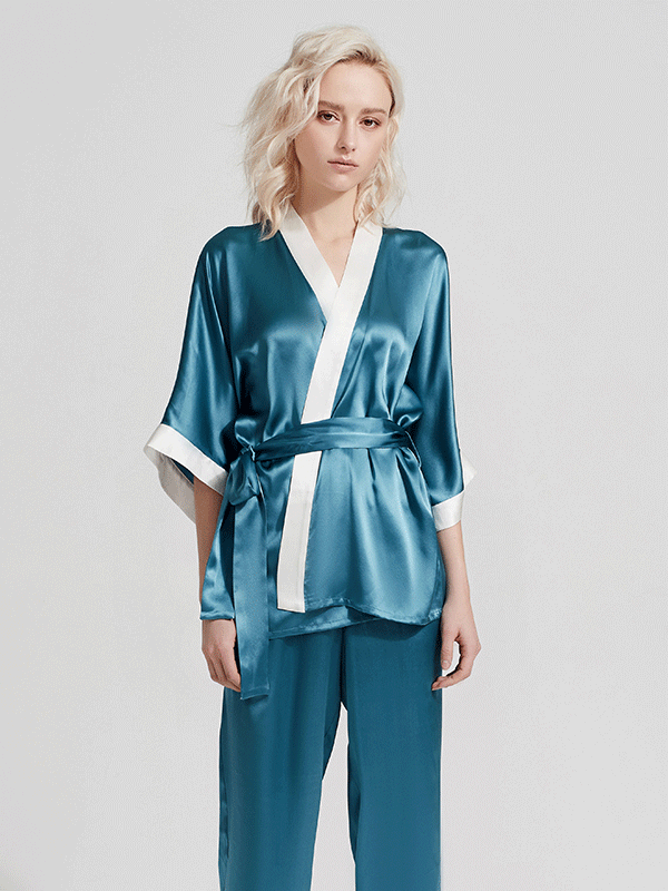 Luxury Coco Collection Silk Kimono Pajamas Set