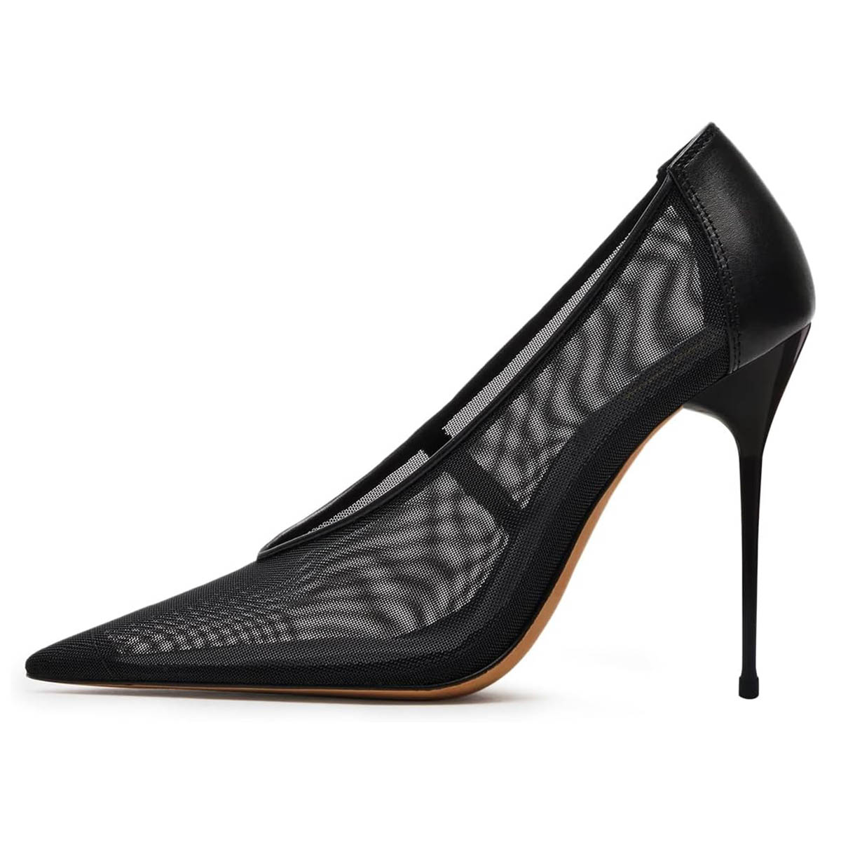 Elegant Black Mesh Pointed Toe Stiletto Heel Pumps for Women Nicepairs