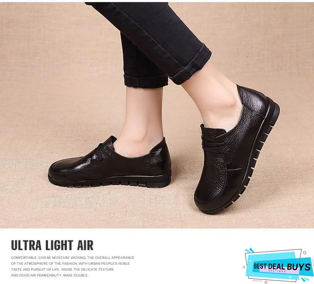 Women Flats Genuine Leather Casual Loafers Shoes