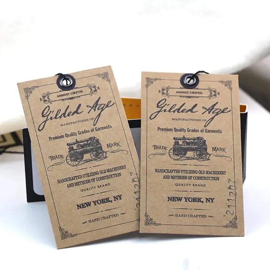 Customized Wholesale Logo Gold Foil Printing Garment Luxury Seal Hang Tags