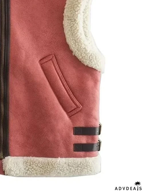 Contrast Zip Up Fleece Vest