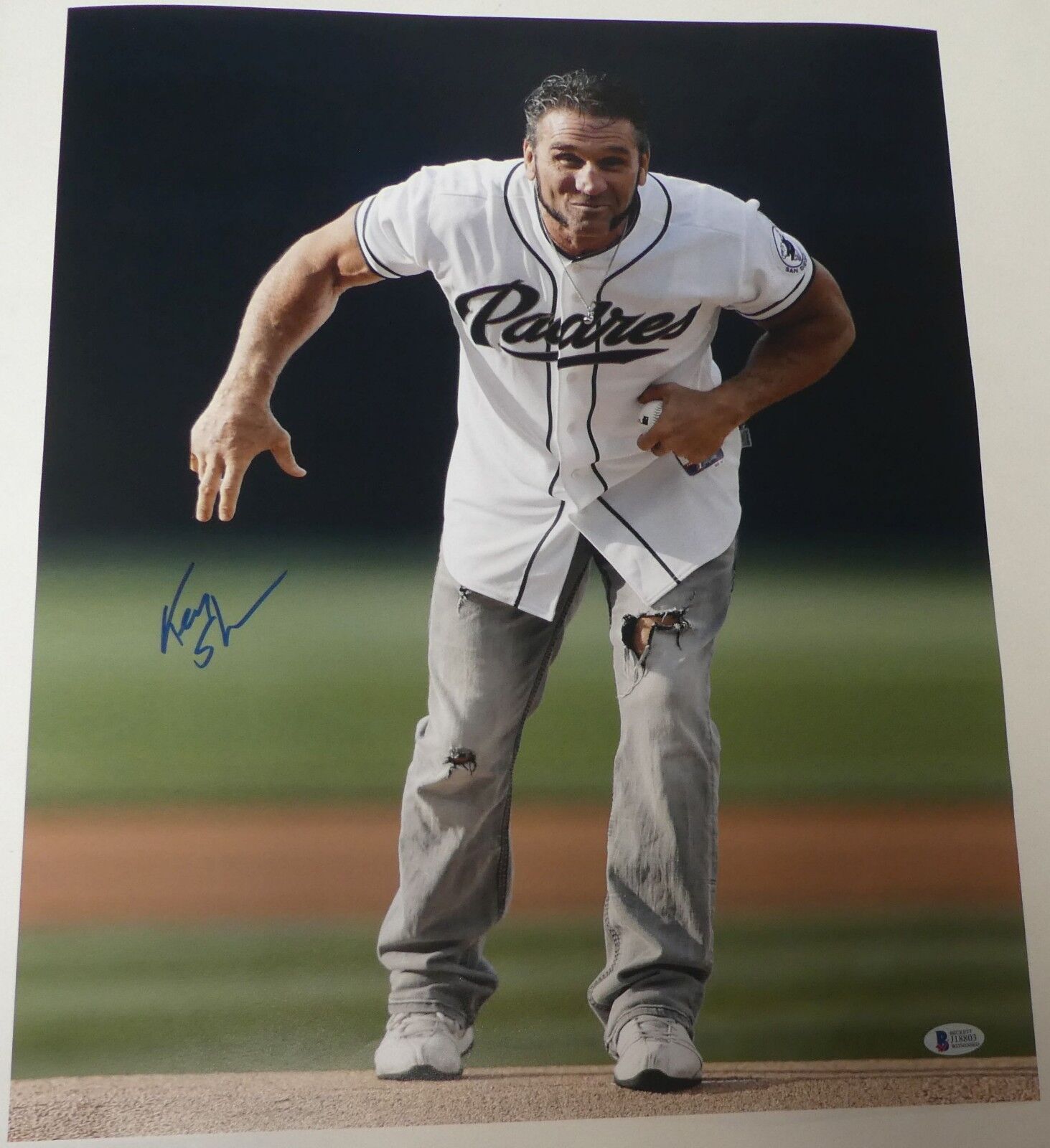 Ken Shamrock Signed 16x20 Photo Poster painting BAS Beckett COA UFC Padres Baseball Picture Auto