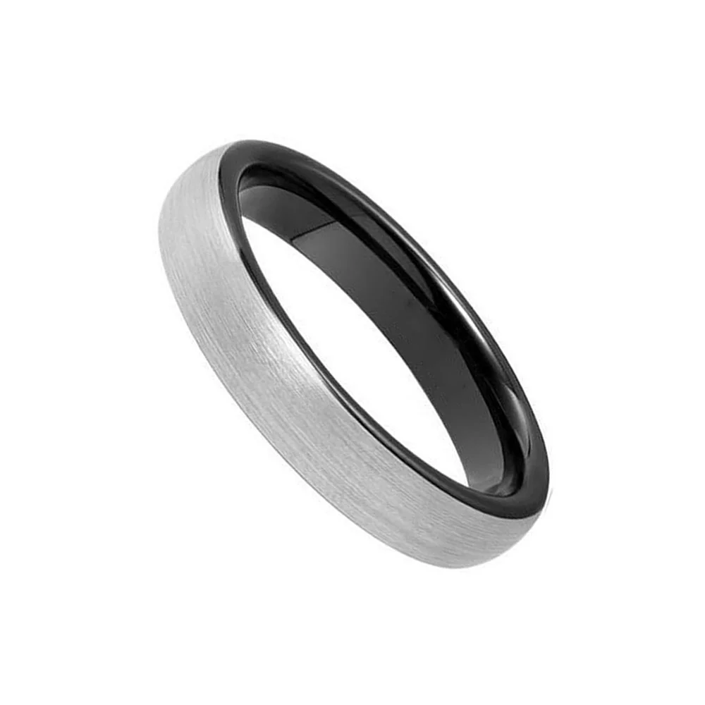 4MM 6MM 8MM Black Dome Brushed Tungsten Carbide Rings For Men Women Wedding Band