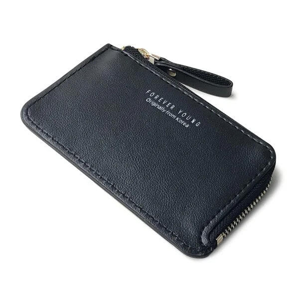 PURDORED 1 Pc Credit Card Holder Wallet Black Men Coin Purse PU Leather Business Card Holder Zipper Mini Clutch  Wallet Bag