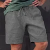 Men's Summer Loose Lace-Up Five-Point Pants Solid Color Linen Shorts by Inlyline