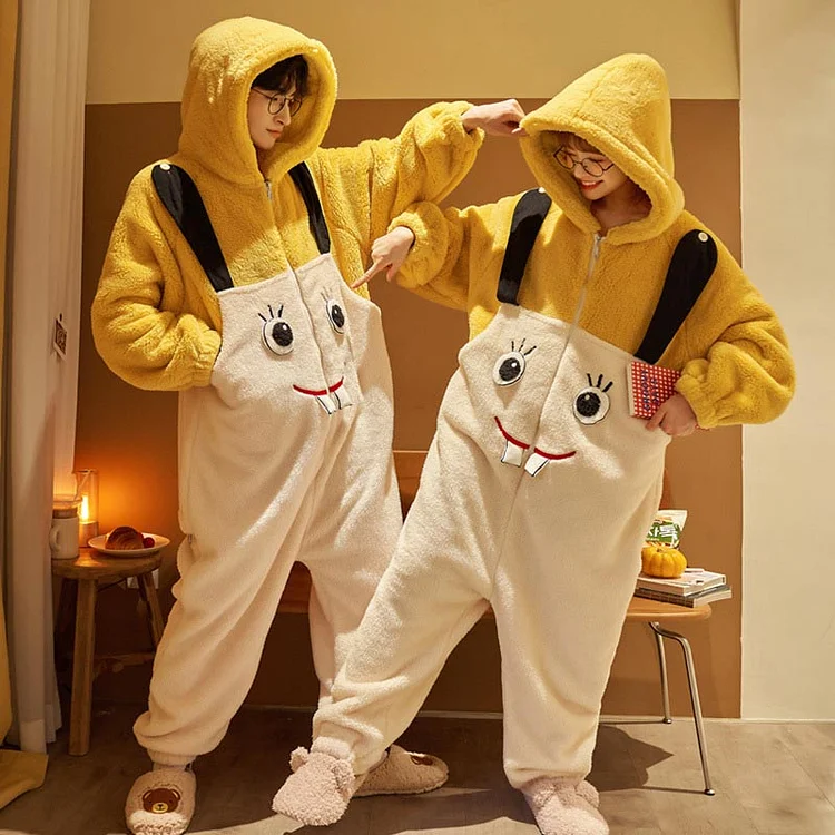 Girlfriend Boyfriend Cute Dinosaur Bear Hooded Home Jumpsuit Pajamas - Modakawa Modakawa