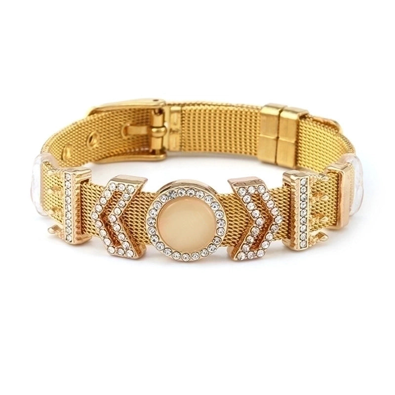 Minimalist Solid Color 304 Stainless Steel Gold Plated Alloy Rhinestones Bangle In Bulk