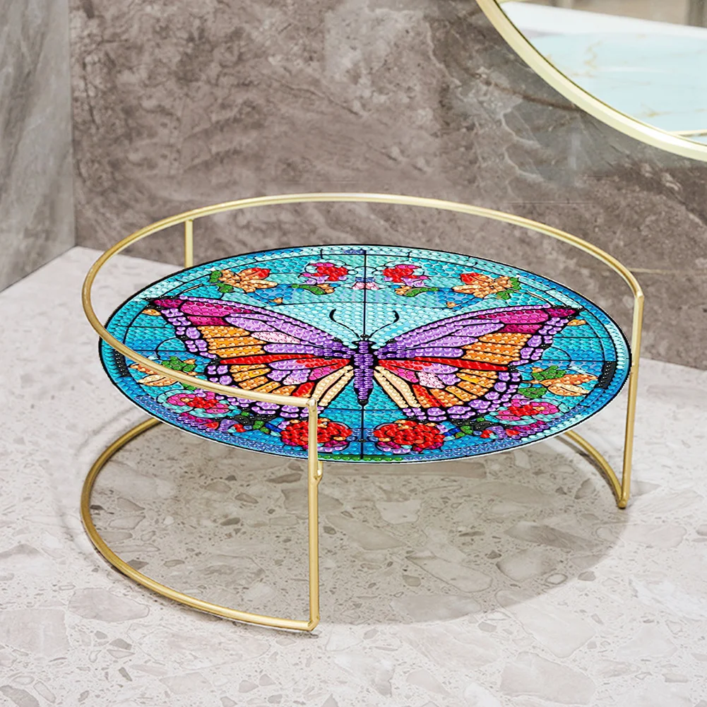 DIY Butterfly Acrylic Diamond Painting Bathroom Tray Diamond Art Counter Organizer