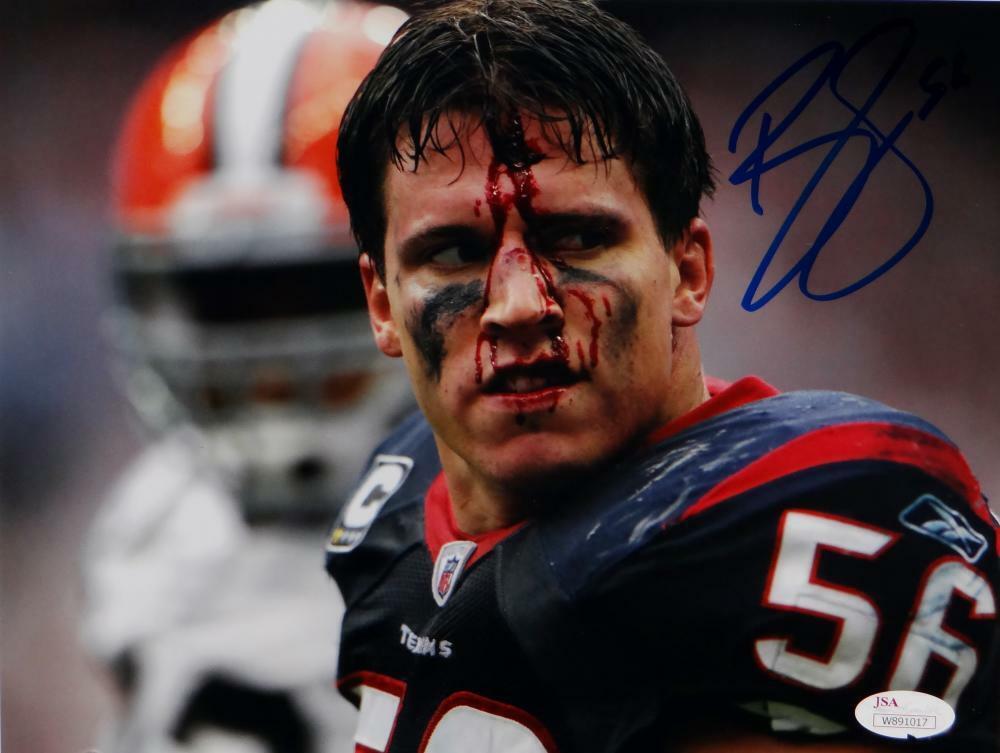 Brian Cushing Autographed 8x10 Bloody Looking Right Photo Poster painting- JSA Witness Auth *Blu