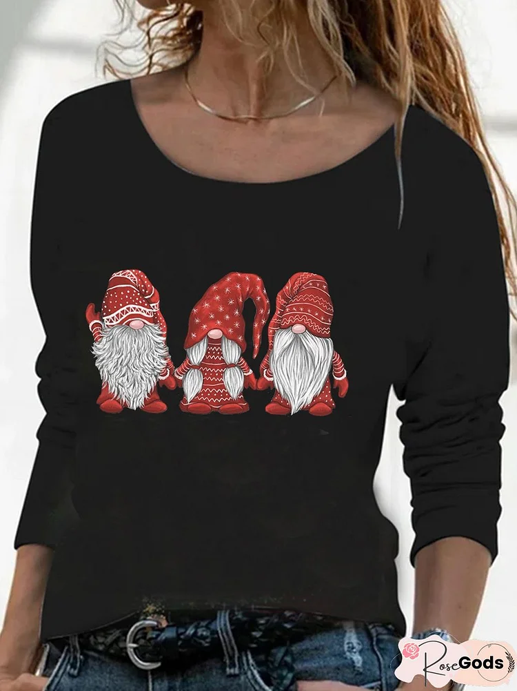 Crew Neck Casual Loose Christmas T-Shirt
