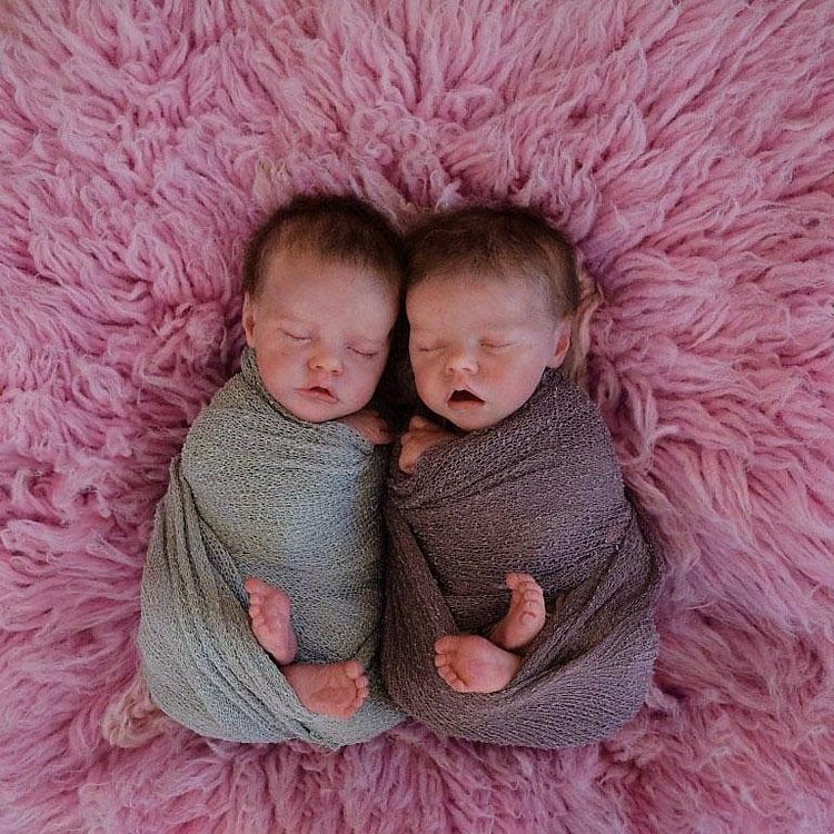 17" Real Lifelike Twins Sister Aidan and Nadia Reborn Baby Doll Girl Rebornartdoll® Rebornartdoll®