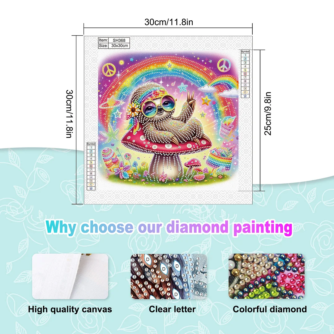 Diamond Painting - Partial Special Shaped Drill - Hippie Sloth(Canvas|30x30cm)