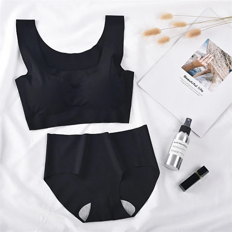Ice Silk Bra Set Grils Croset Lingerie Panty Underwear Set Comfortable Sleep Women Thin Push Up Briefs нижнее белье женское