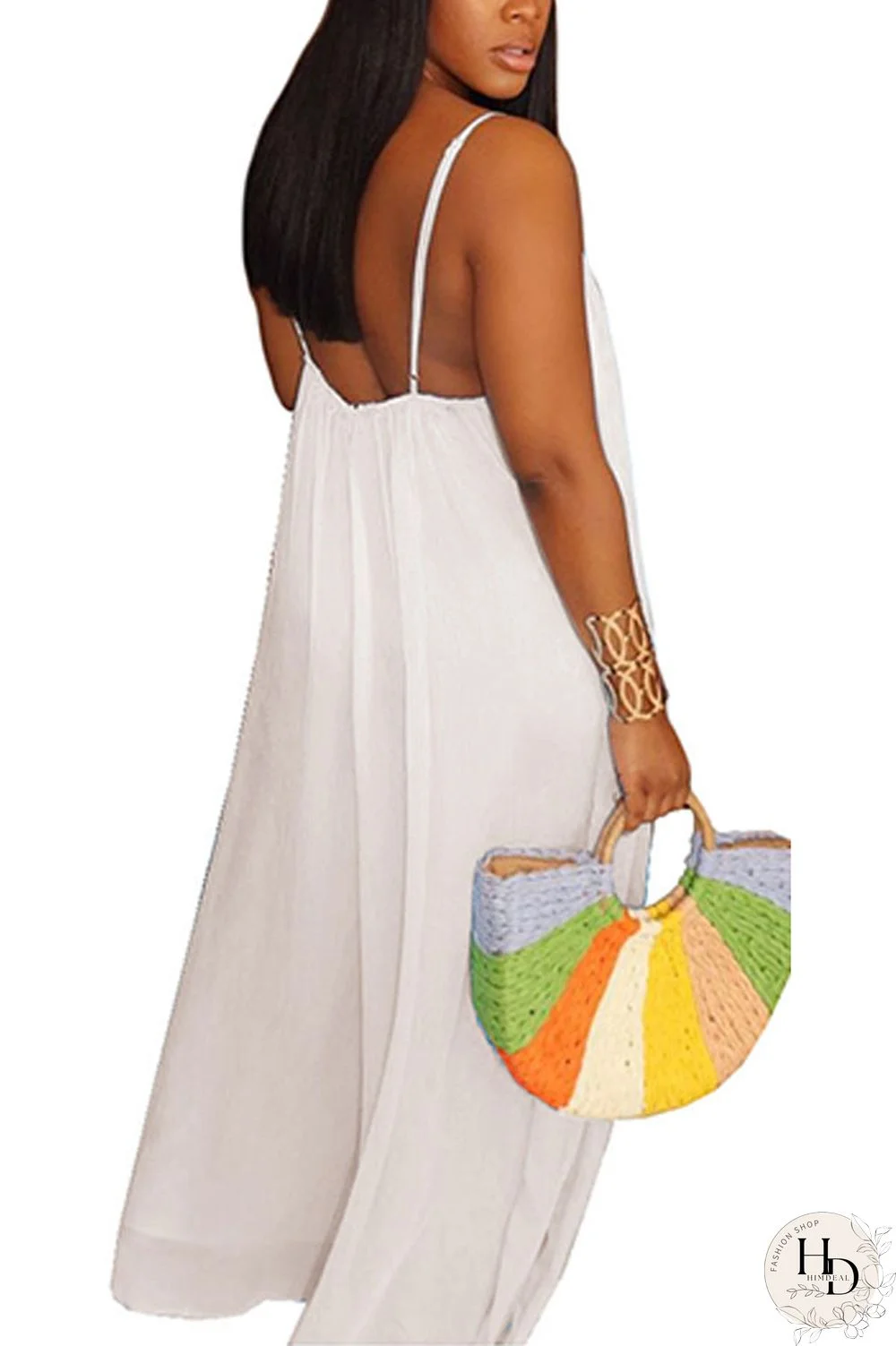 White Fashion Sexy Solid Chiffon Sleeveless V Neck Jumpsuits