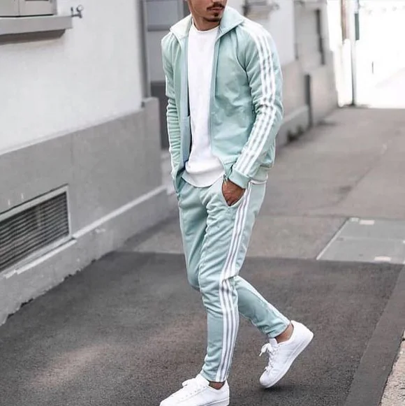 HiBoyz_Men's Casual Light Green Sports Suit