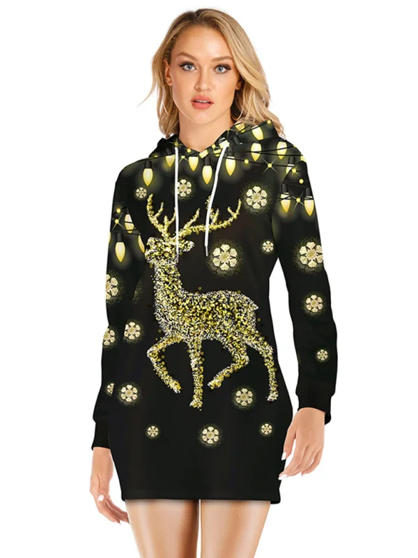 Women's sheath Christmas long-sleeved dresses Flusfy