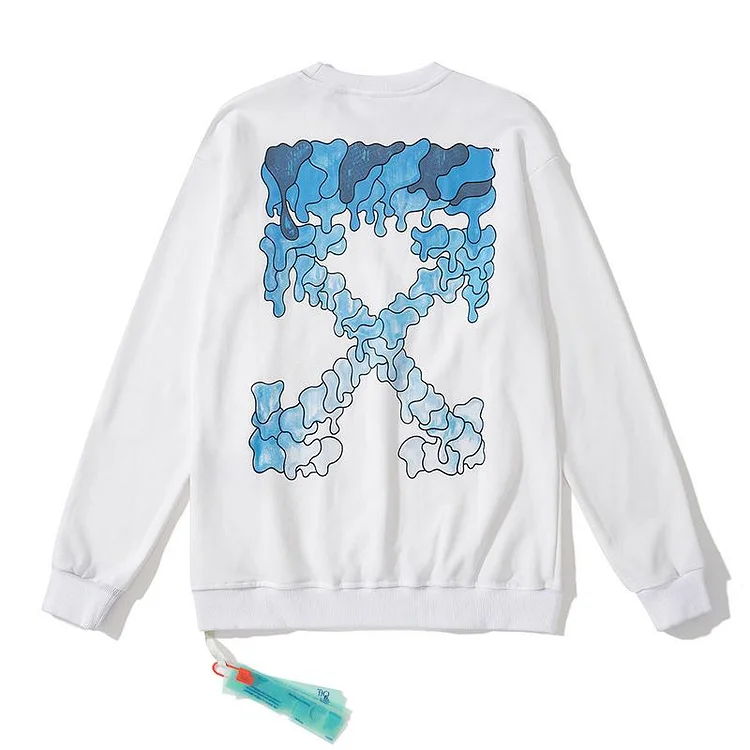Off White Sweatshirts Long Sleeve round Neck Sweater Autumn and Winter Pattern round Neck Pullover Terry Sweater