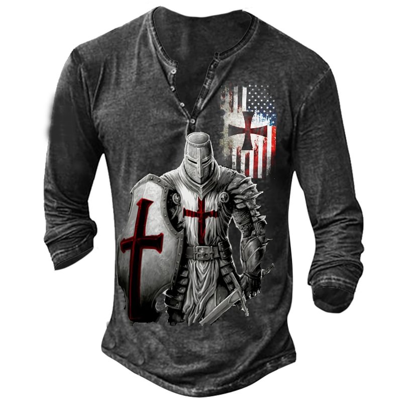 American Crusade Flag Sparta Men's Print T-Shirt-Compassnice®