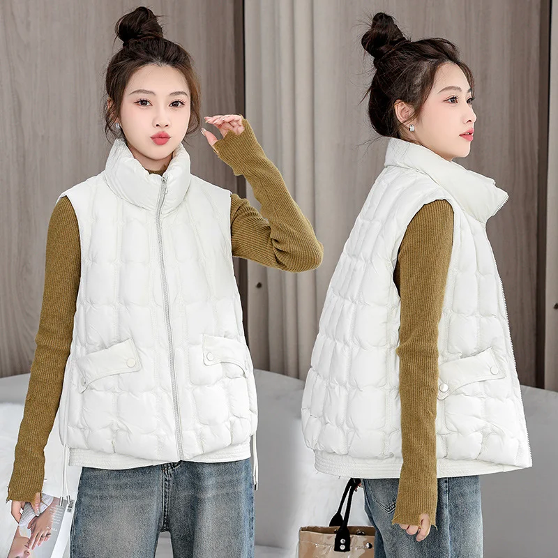 Toloer Down Cotton Vest Female 2024 Autumn / Winter New Korean Version Loose Hooded Vest Vest To Wear A Versatile Warm Jacket-Outfit Ideas