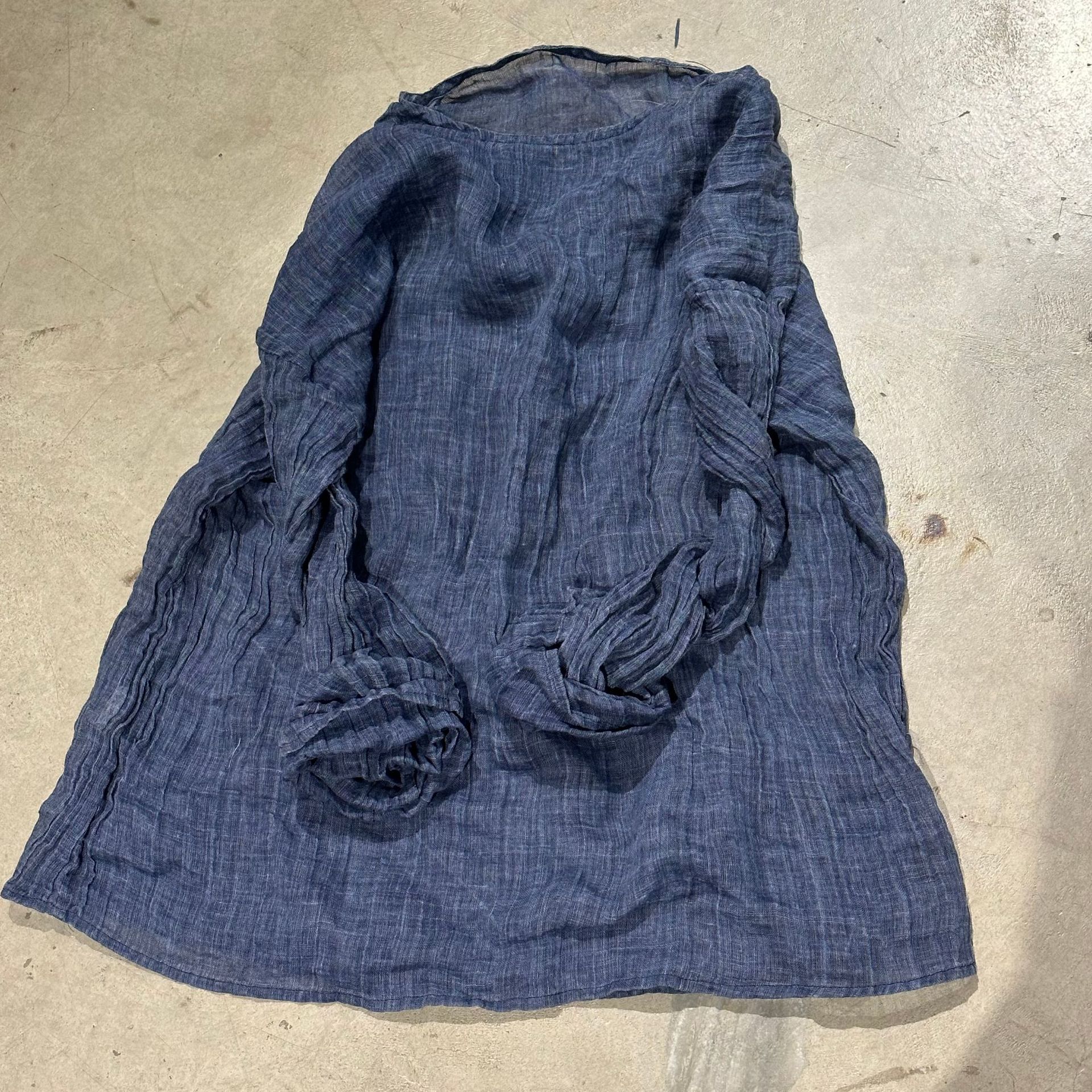 Solid Color Loose-Fit Versatile Linen Pullover with Mechanical Craft Long Sleeve Shirt