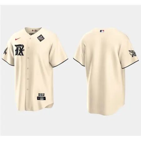 Men's Texas Rangers Blank Cream 2023 World Series City Connect Stitched Baseball  Jersey