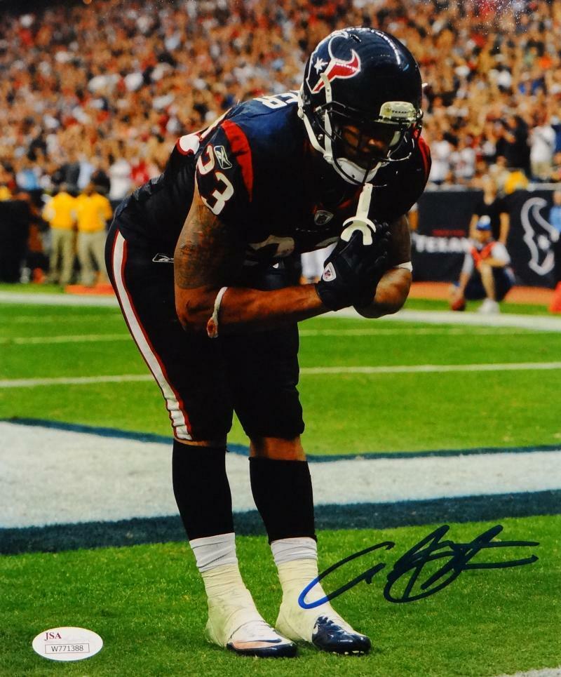 Arian Foster Autographed Texans 8x10 TD Bow Blue Jersey Photo Poster painting- JSA W Auth