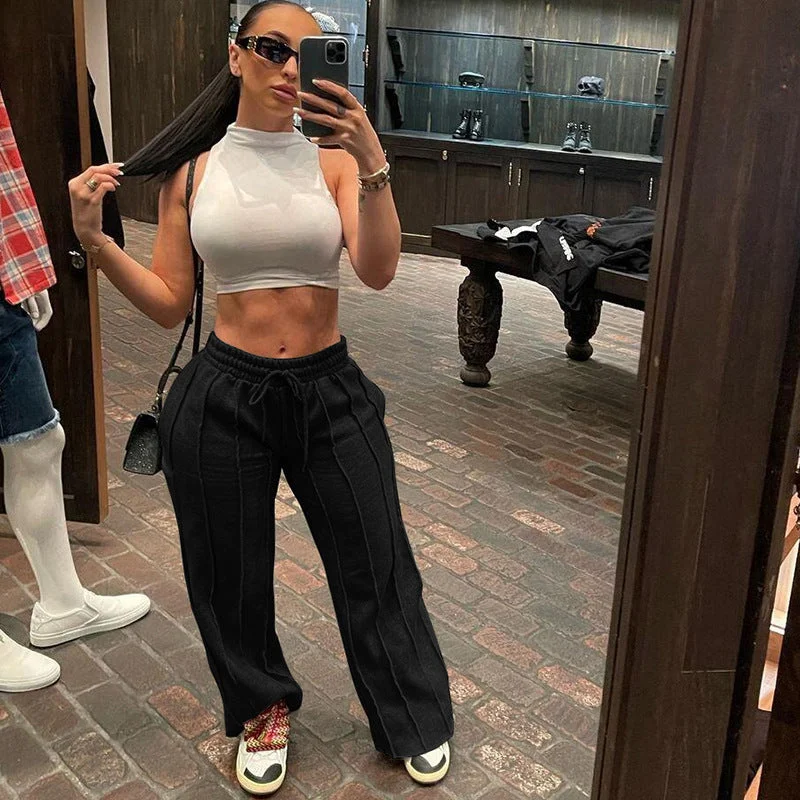 Zingj Spring Elastic High Waist Loose Leisure Pants