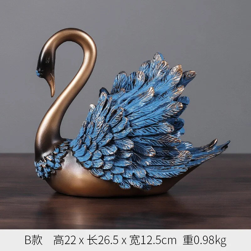 Modern Abstract Sculpture Swan Resin Animal Model Living Room Desk Decoration Accessories Office Decoration Fengshui Crafts Gift