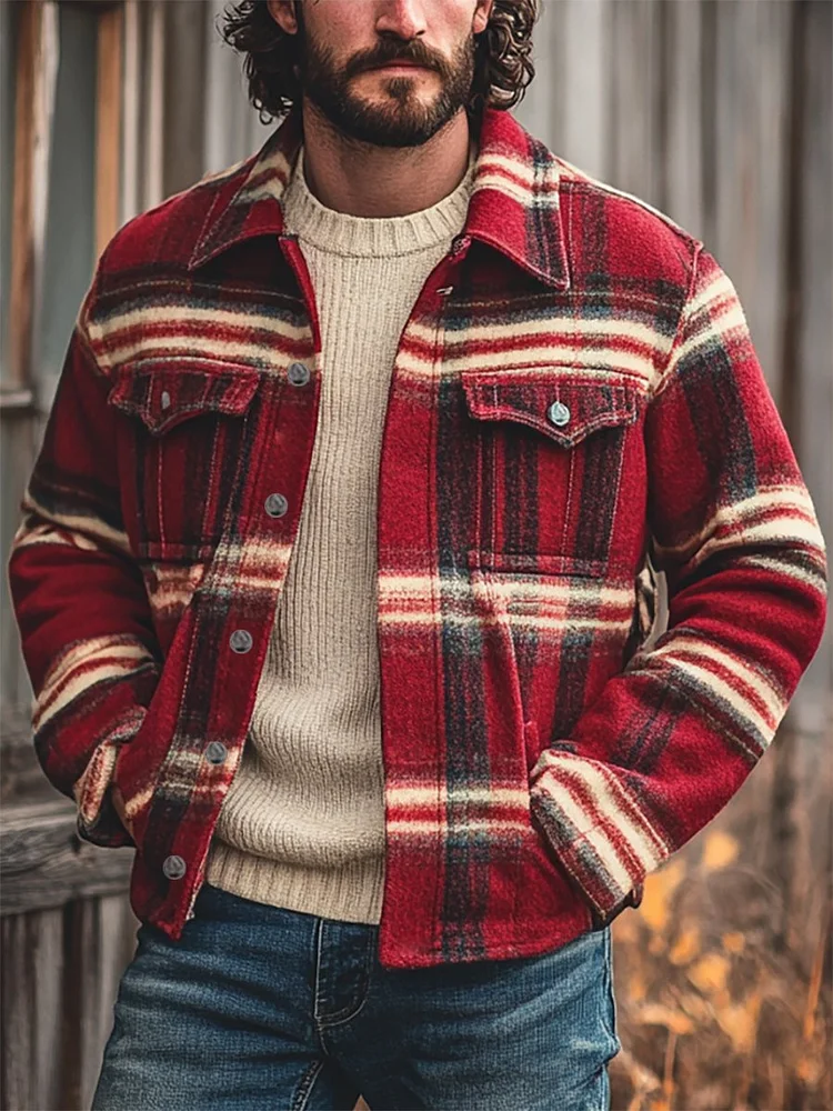 Men's Casual Stripe Long Sleeve Jacket