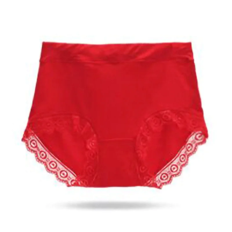Women's Cotton Underwear Sexy Lace Panties Plus Size Fashion Solid Color  Briefs High Waist Seamless Underpants Female Lingerie