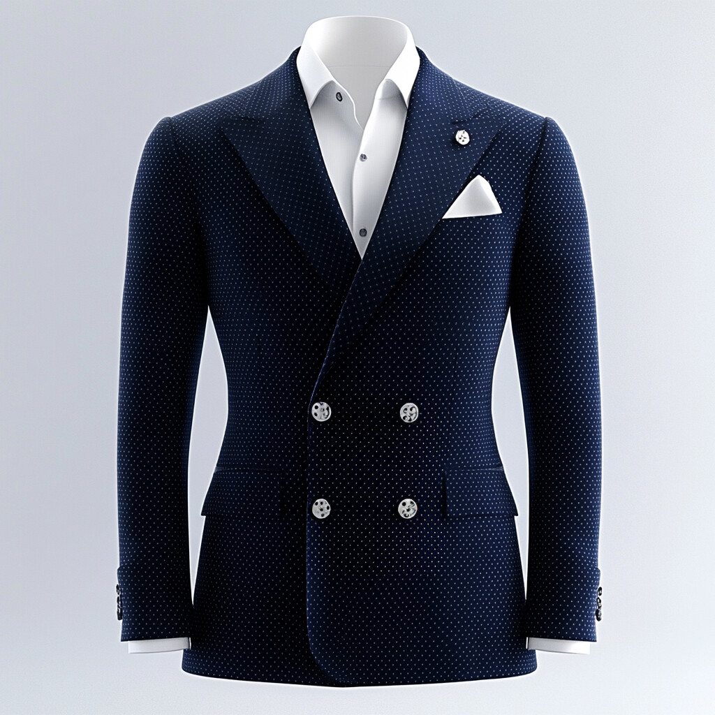 Men's Peaked Lapel Long Sleeve Double Breasted Polka Dot Blazer
