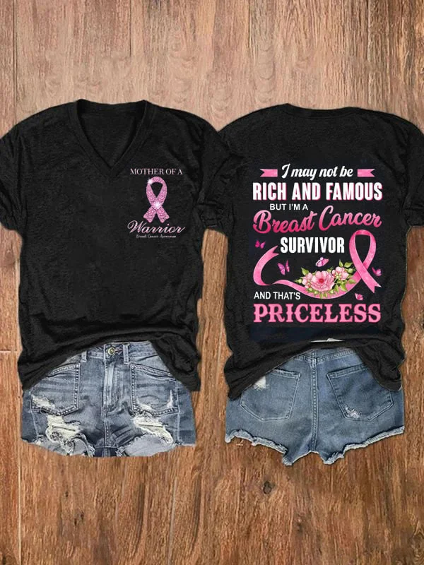 I May Not Be Rich And Famous But I'M A Breast Cancer Survivor And That'S Priceless - Breast Cancer Awareness Classic T-Shirt socialshop
