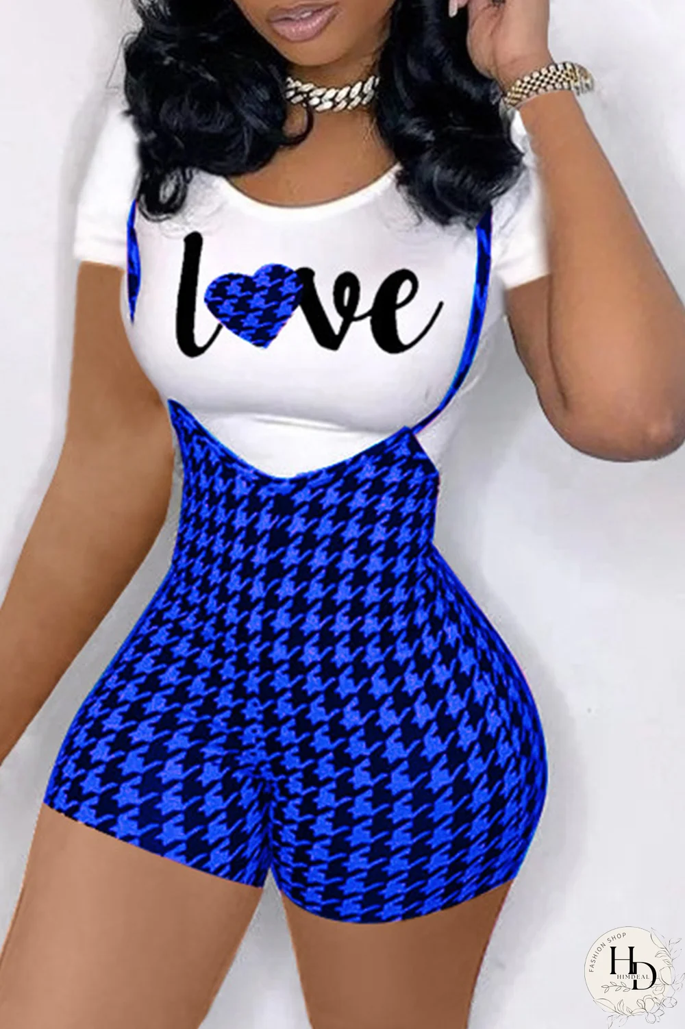 White Sexy Print Patchwork O Neck Plus Size Two Pieces