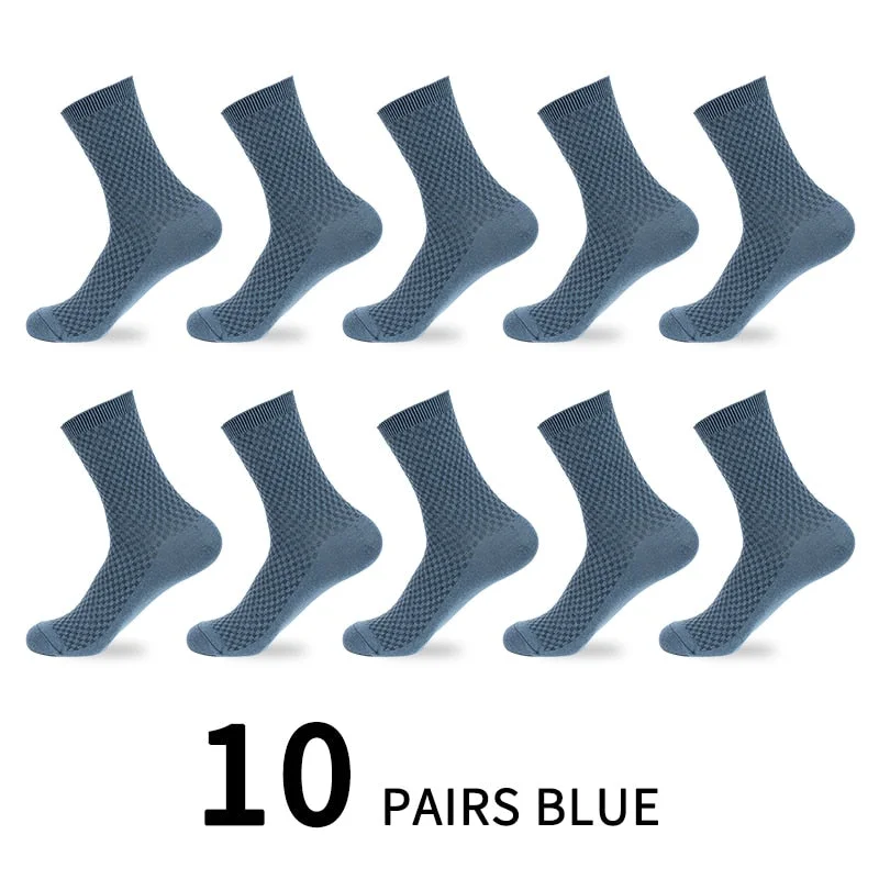 10 Pairs/Lot Men Bamboo Fiber Socks High Quality Solid Black Long Short Sock Business Casual Sports Breathable Four Seasons